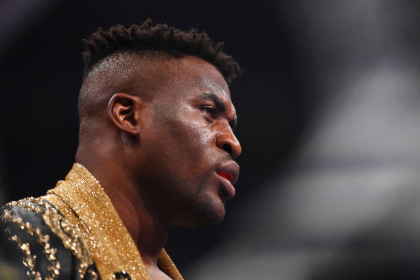 Francis Ngannou looks on prior to the Heavyweight fight between Tyson Fury and Francis Ngannou