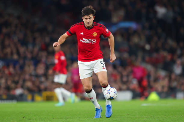 Harry Maguire of Manchester United during the UEFA Champions League match between Manchester United and F.C. Copenhagen at Old Trafford