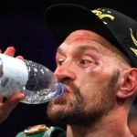 Tyson Fury sporting a swollen eye after the bout