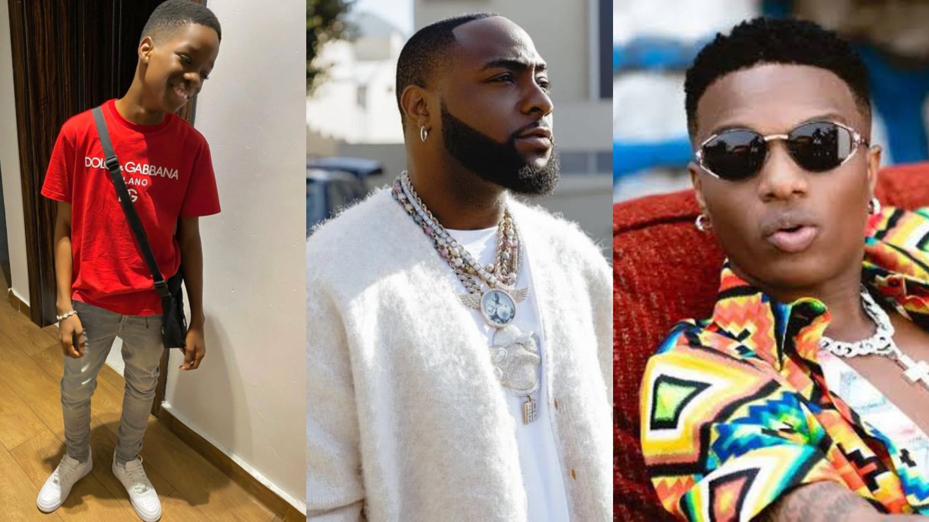 “At least my dad doesn’t beg for P***sy” Wizkid’s first son, Boluwatife shades Davido, Nigerians reacts