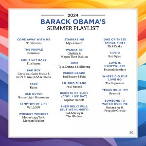 Barrack Obama 2024 summer playlist